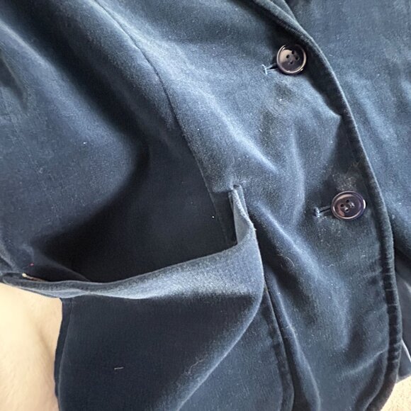 Vintage Dayne Taylor Womens Velvet Blazer 6 Single-Breasted Blue Pockets Japan - Picture 7 of 8